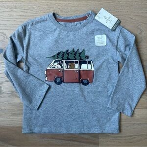NWT Aspen Kids Long Sleeve T Shirt with Print Grey 4T